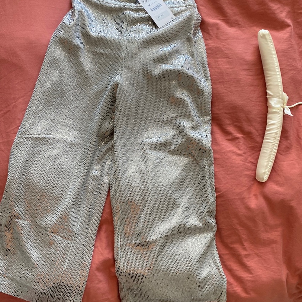 Zara cropped wide leg disco ball pant size XS